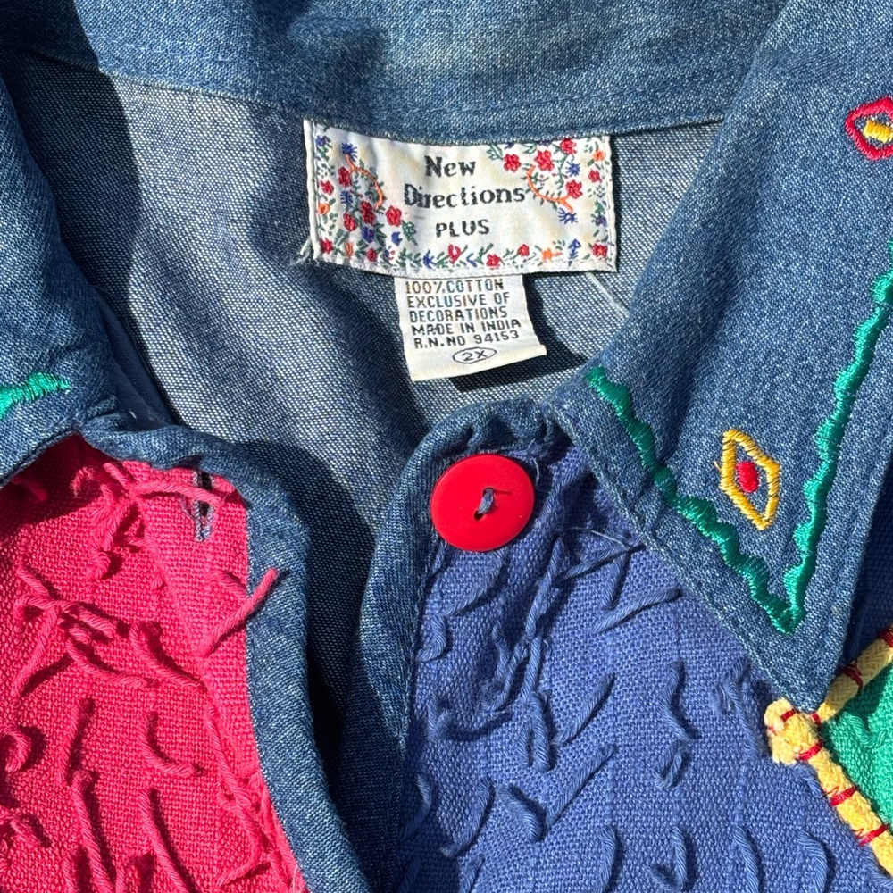 new directions Patchwork 90’s multicolor Jean Jac… - image 2